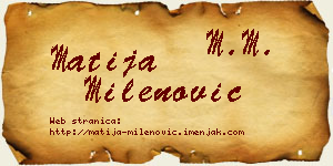 Matija Milenović vizit kartica